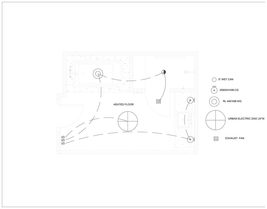 Office Bathroom — electrical & lighting plan